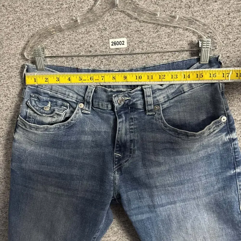 True Religion Men's 34 Blue Stretch Denim Ricky Relaxed Straight Leg Jeans